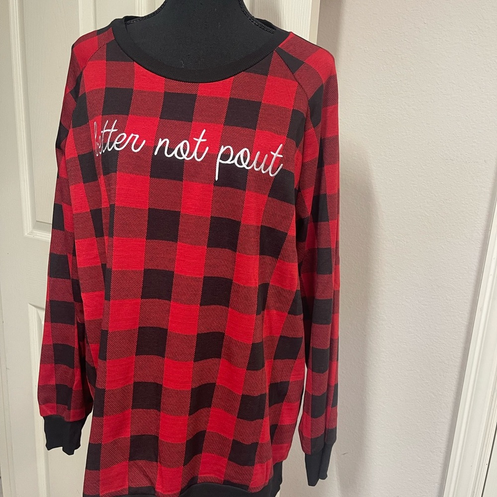 Southern Grace Red and Black Plaid Sweater Tunic